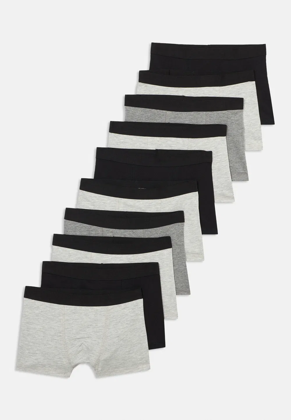 10 однотонных боксерских трусов Friboo, Mottled Light Grey/Black/Mottled Dark Grey