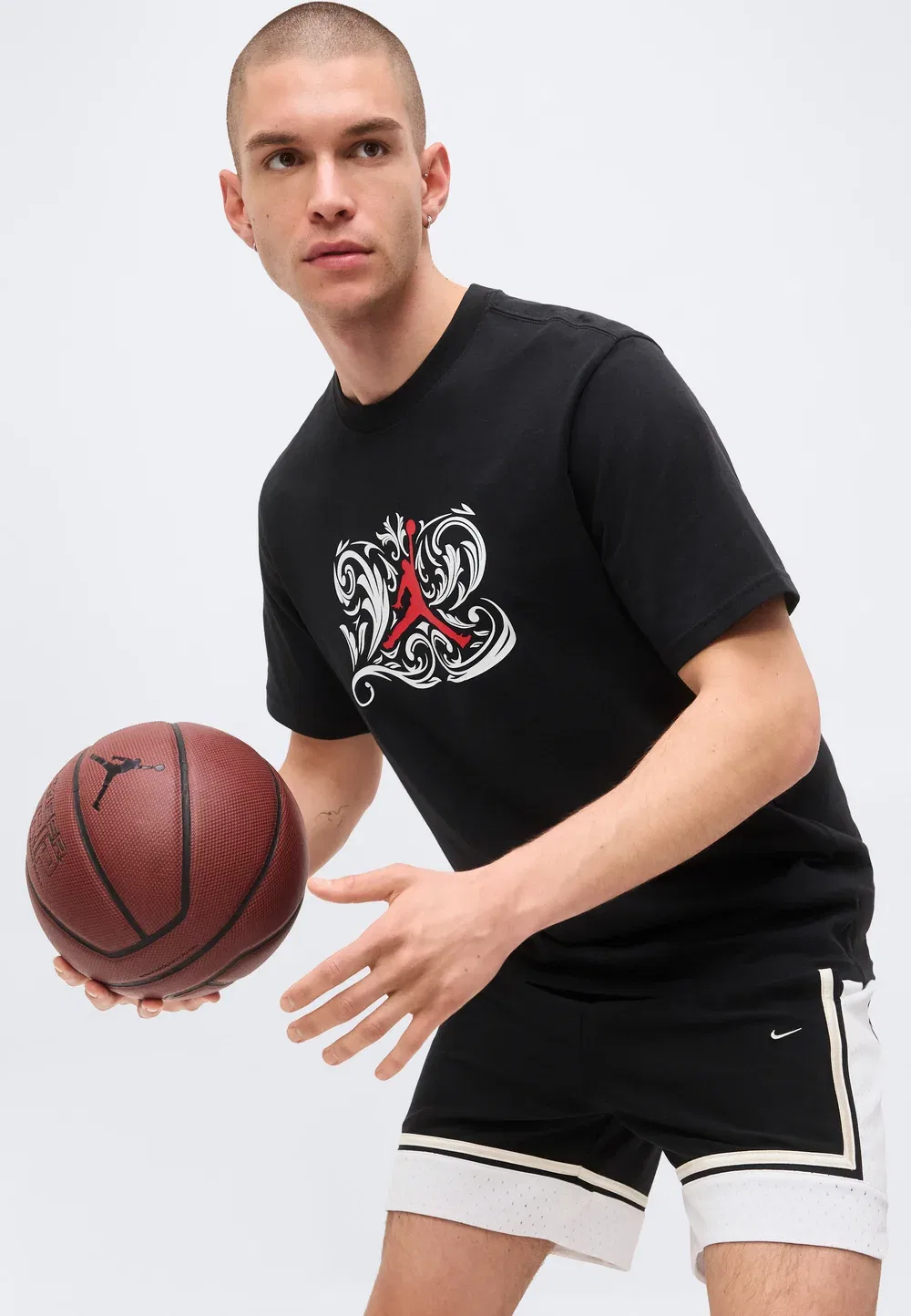 Спортивная футболка Laser crew Jordan, Black/University Red — фото 4