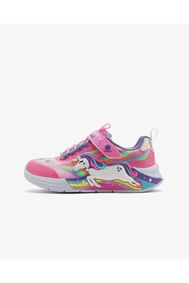Детские кроссовки для девочек с графическим принтом Unicorn chaser big girls pink light-up sneakers 302298l pkmt Skechers, Pink