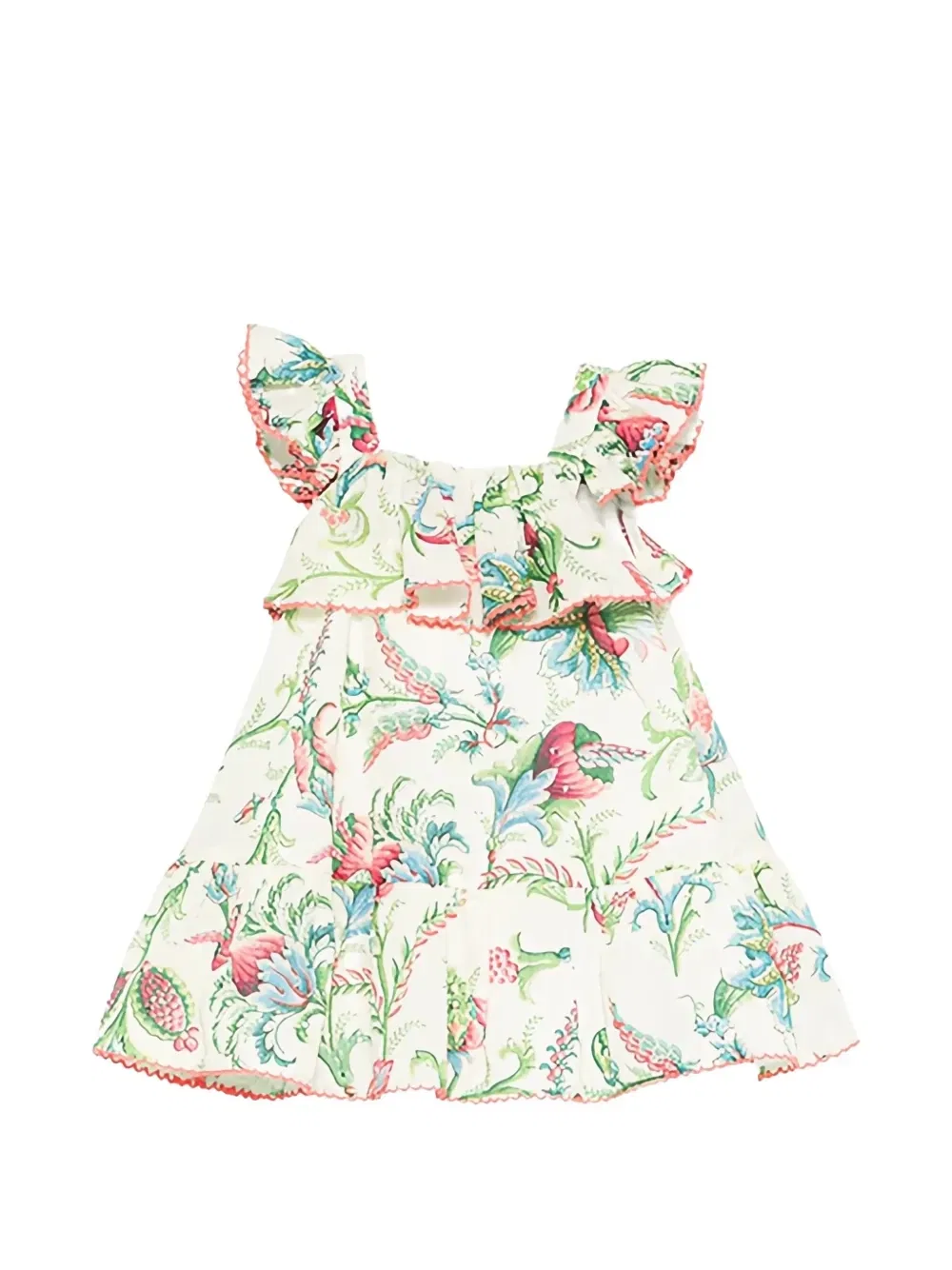 Платье с оборками с цветочным принтом Etro Kids, бежевый