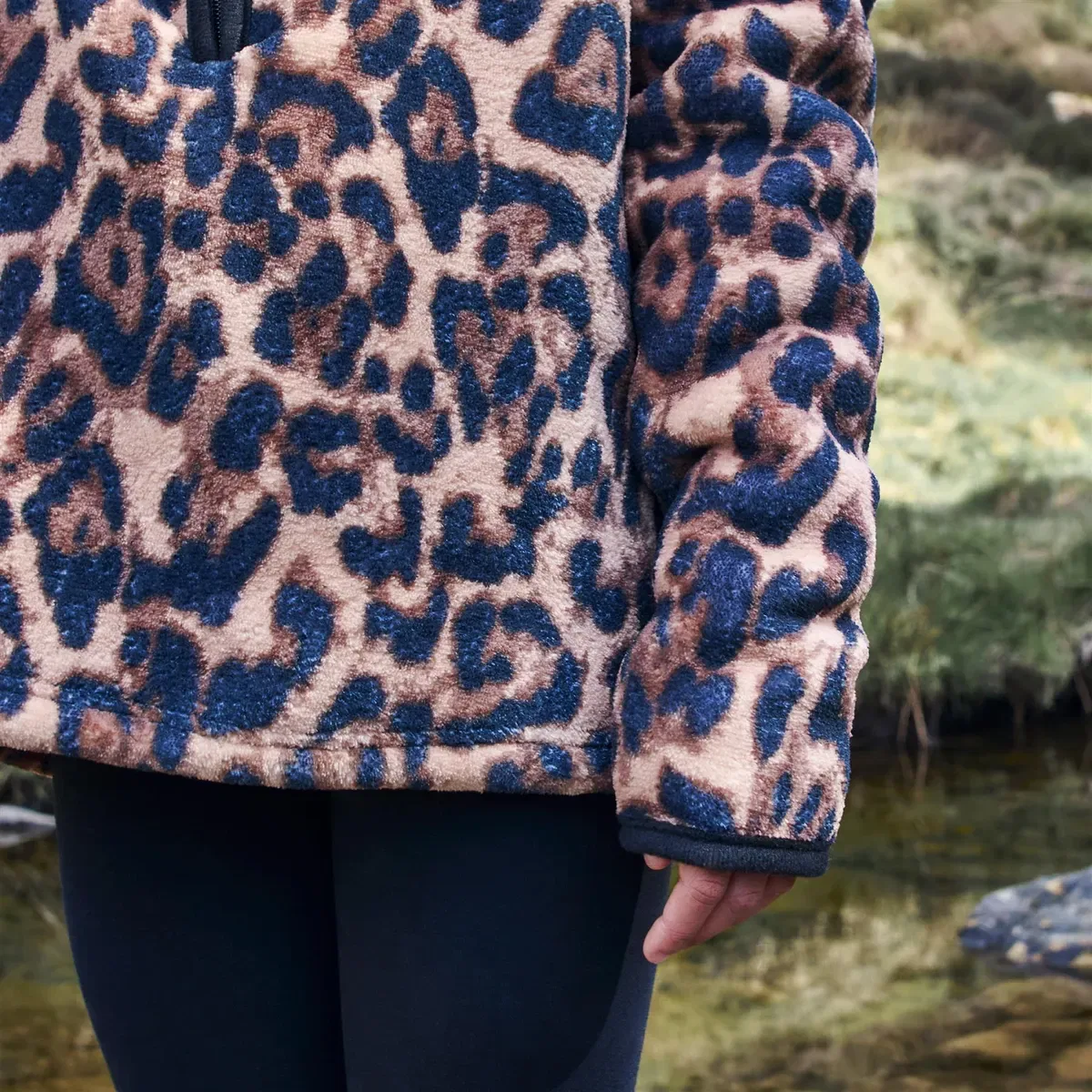 Детская флисовая толстовка с полузамком с принтом Leopard Ohs, Natural — фото 3