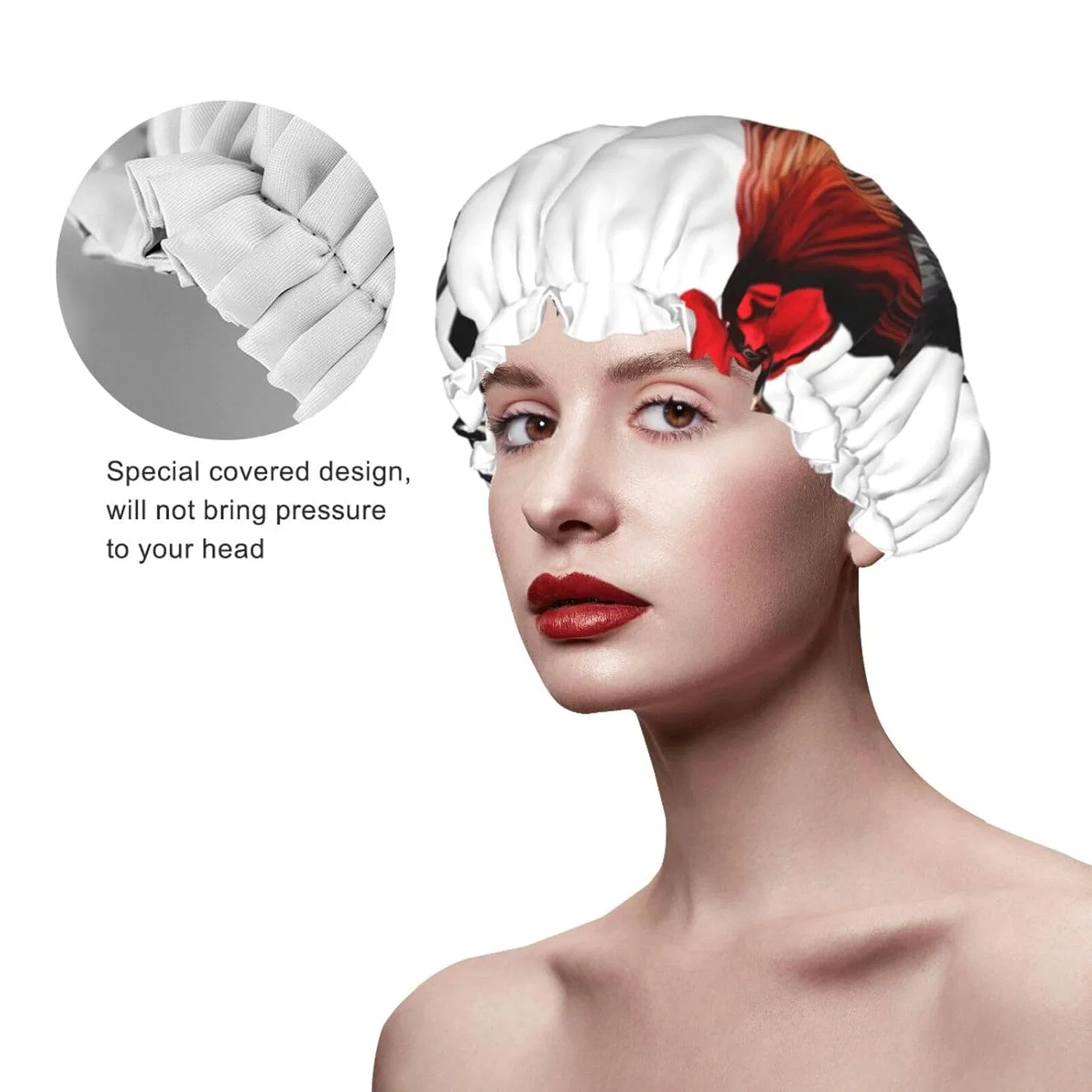 Шапочка для душа Double-Layer Waterproof, YoupO, Reusable, Elastic — фото 2