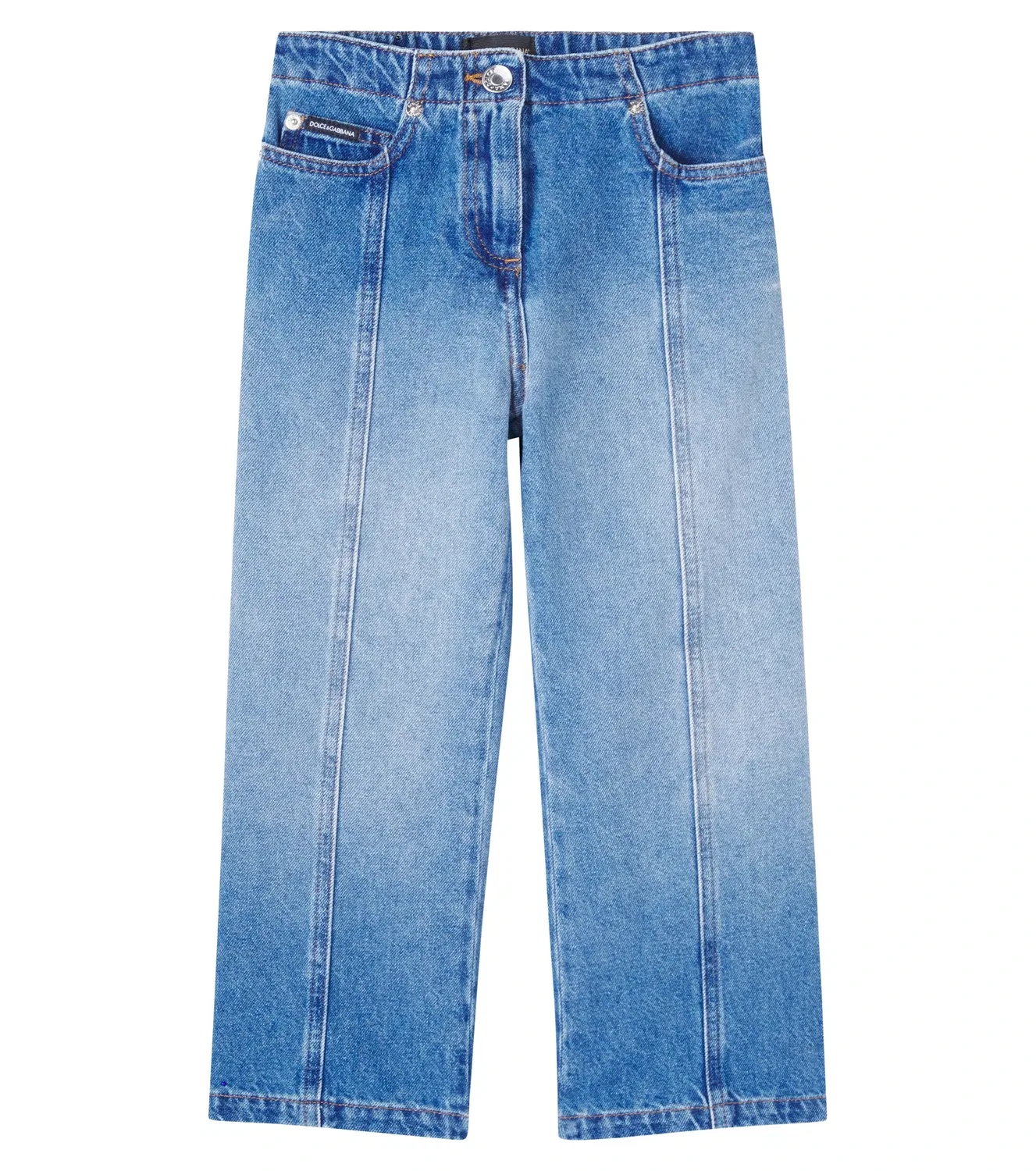 Джинсы широкие с логотипом Dolce&Gabbana Kids, синий