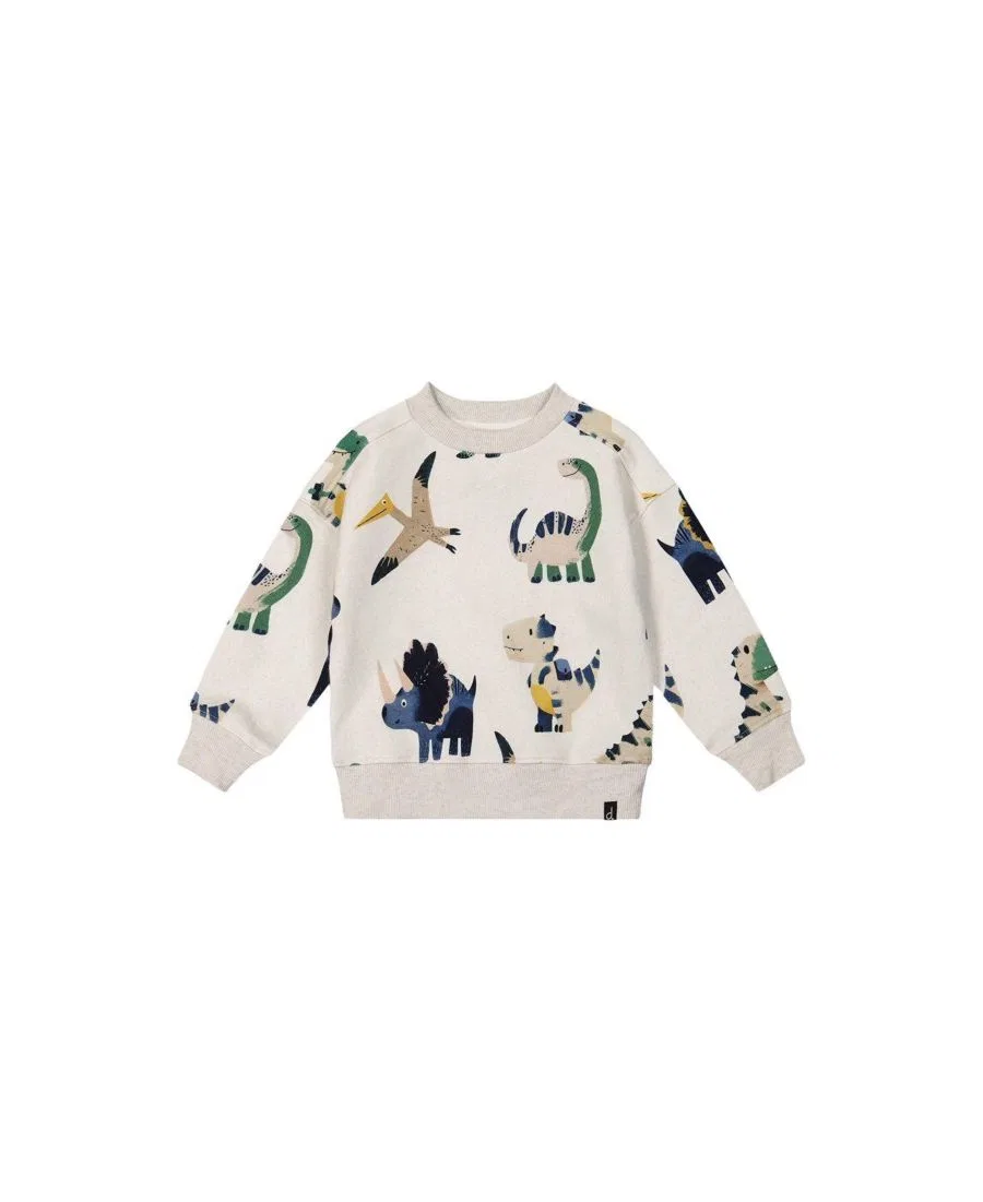 Детская футерная кофта с динозаврами Deux par Deux, Beige Dinosaur Print