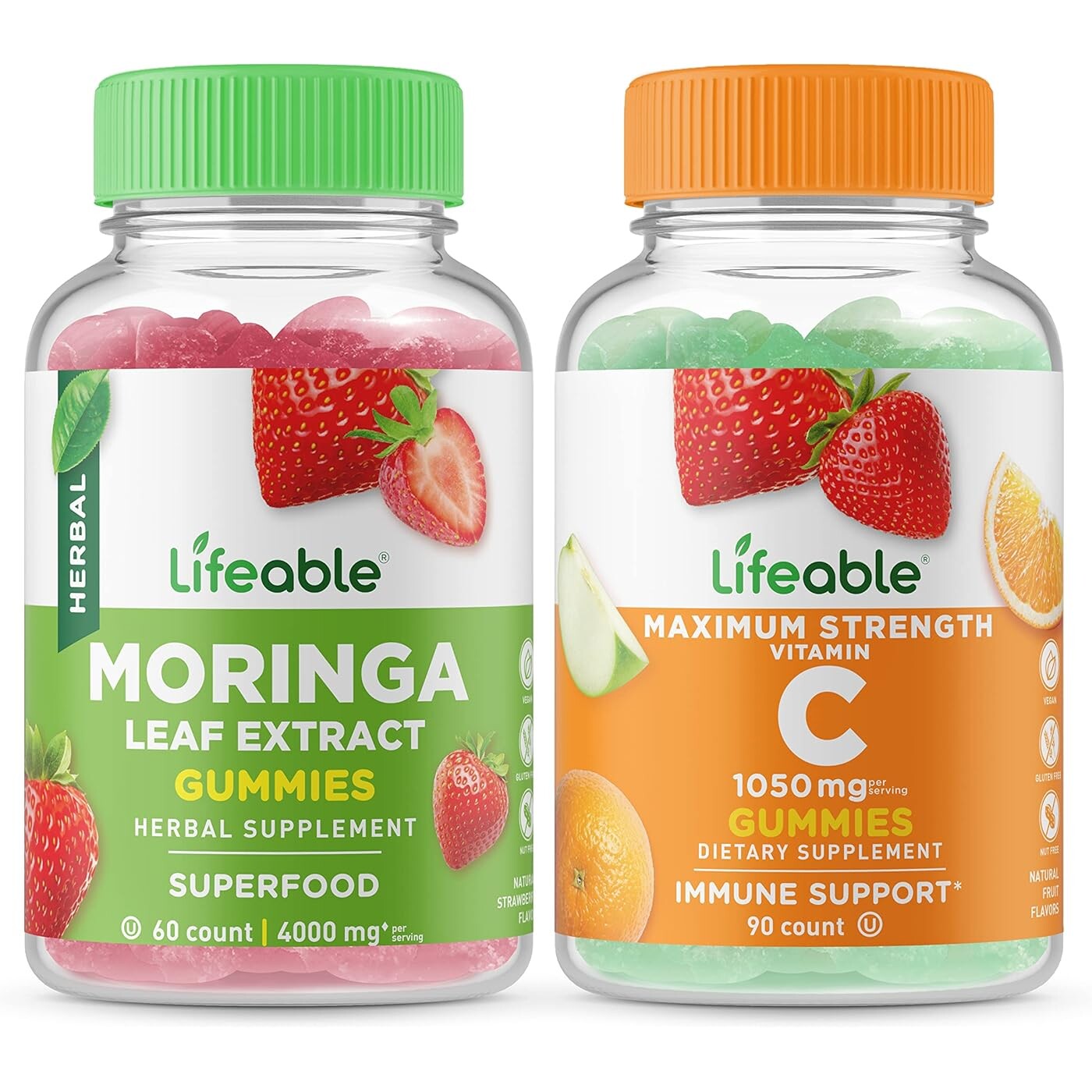 

Набор витаминов Lifeable Moringa Leaf & Vitamin C 1050 mg, 2 предмета, 60+90 таблеток