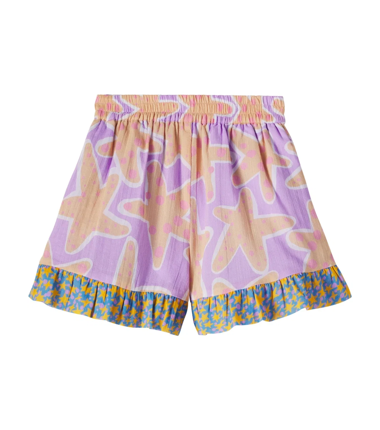 Шорты хлопковые с оборками и принтом Stella Mccartney Kids, фиолетовый