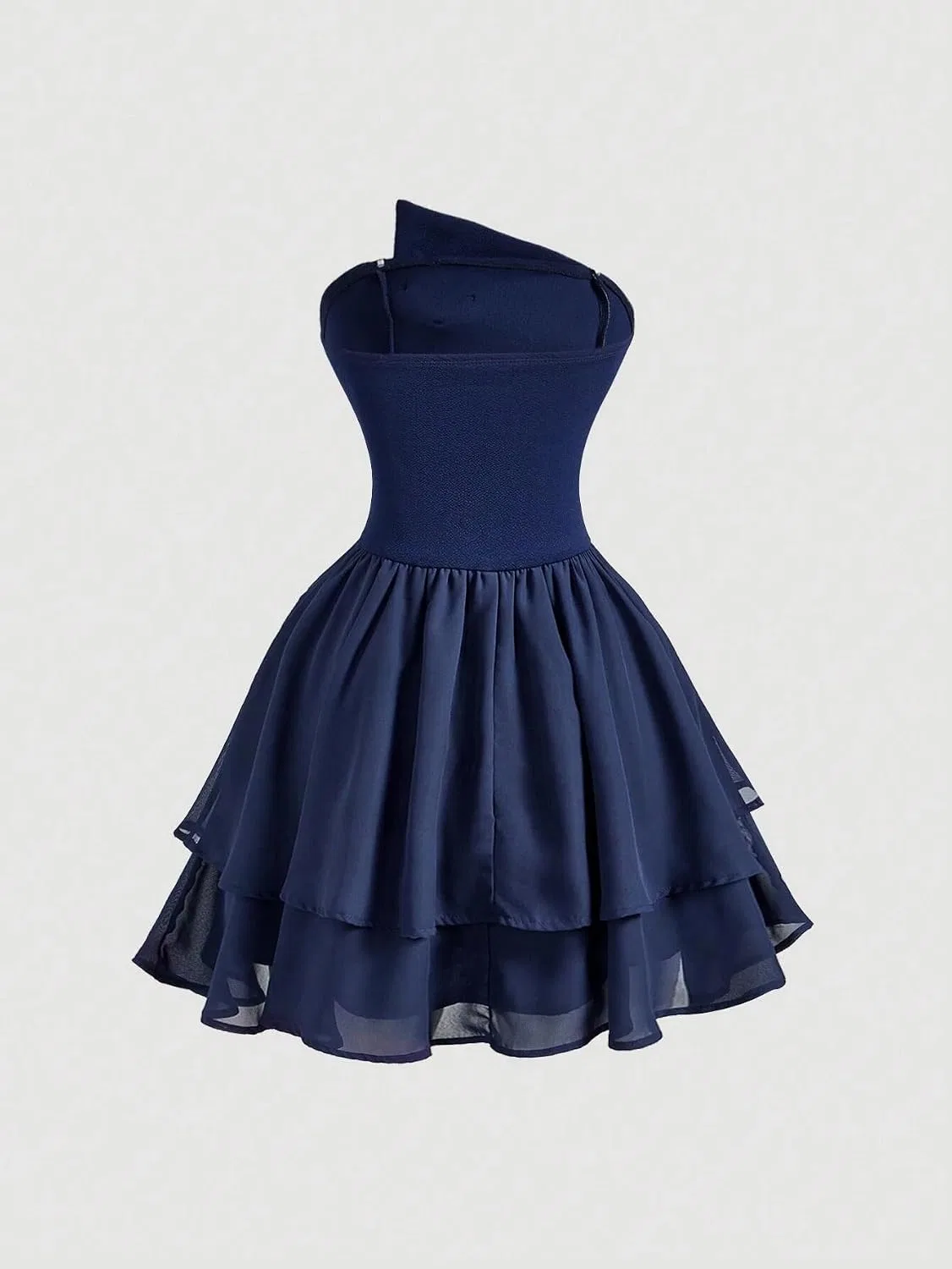 Женское мини-платье с асимметричным воротником, Navy Blue — фото 3