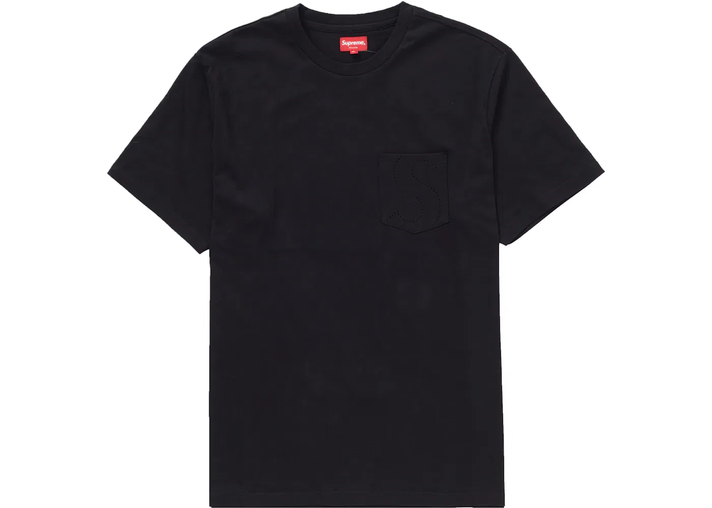 Мужская футболка с принтом Supreme Laser Cut S Logo Pocket Tee, Black