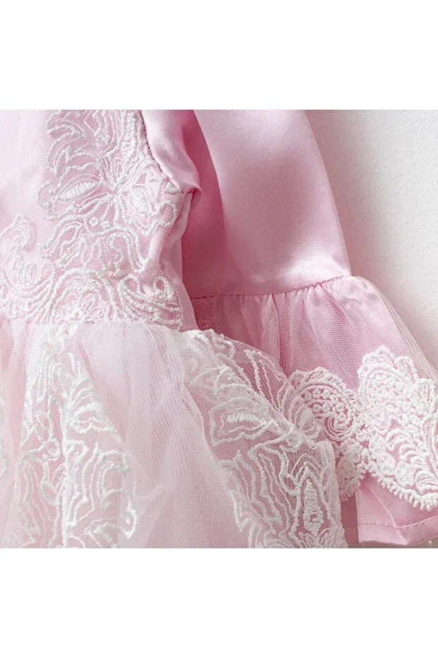 Детский комплект для девочек с кружевом Eda Baby, Pink — фото 4