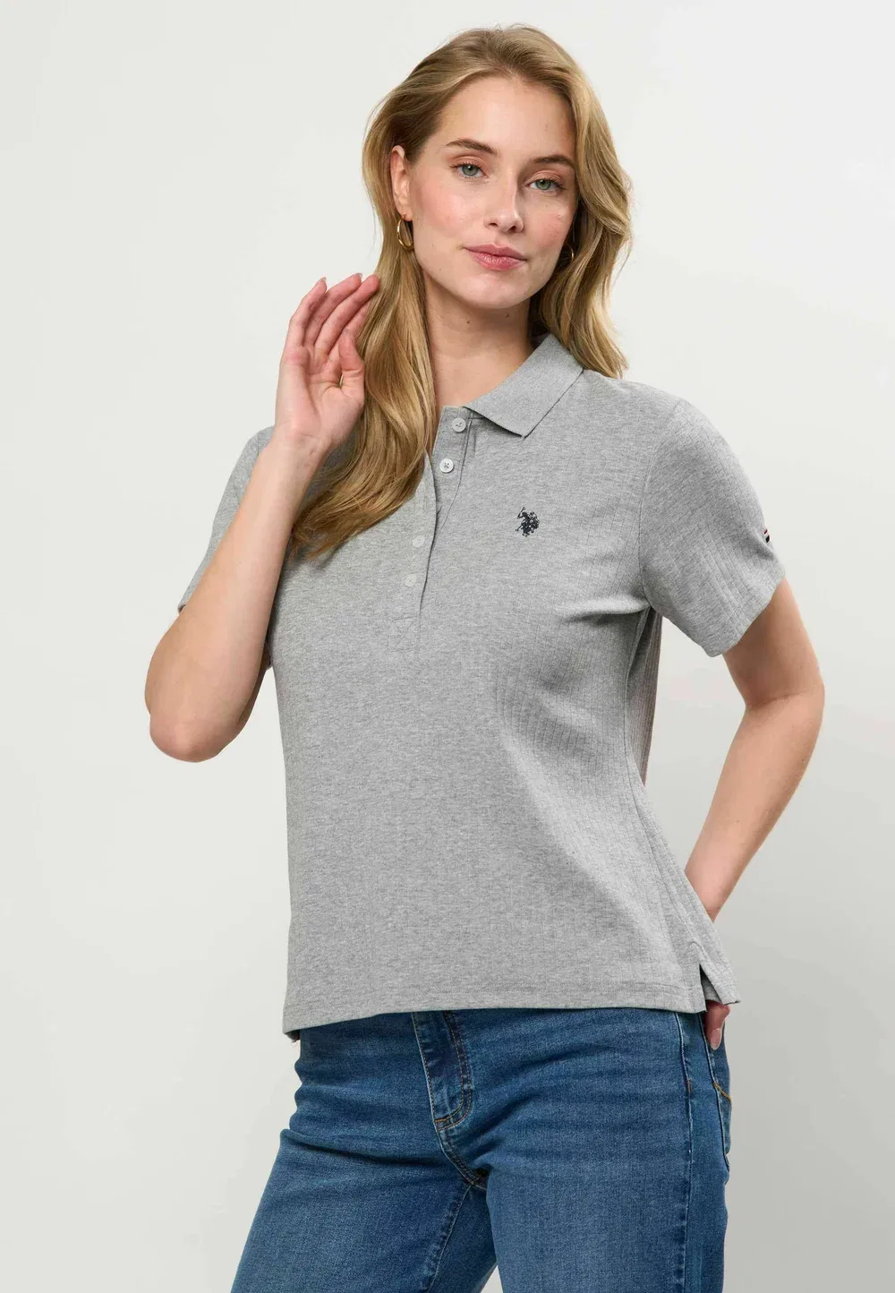 Рубашка-Поло Uwhelga в рубчик U.S. Polo Assn., Grey Melange