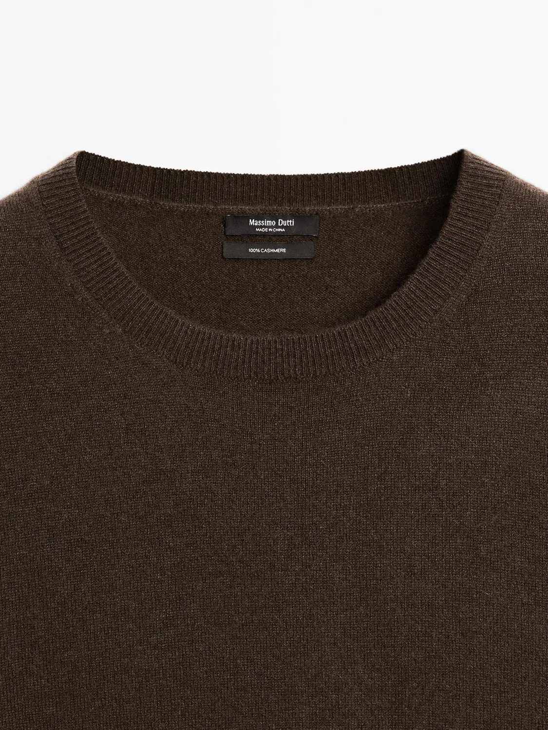Свитер Massimo Dutti Knit 100% Cashmere Crew Neck, коричневый — фото 4