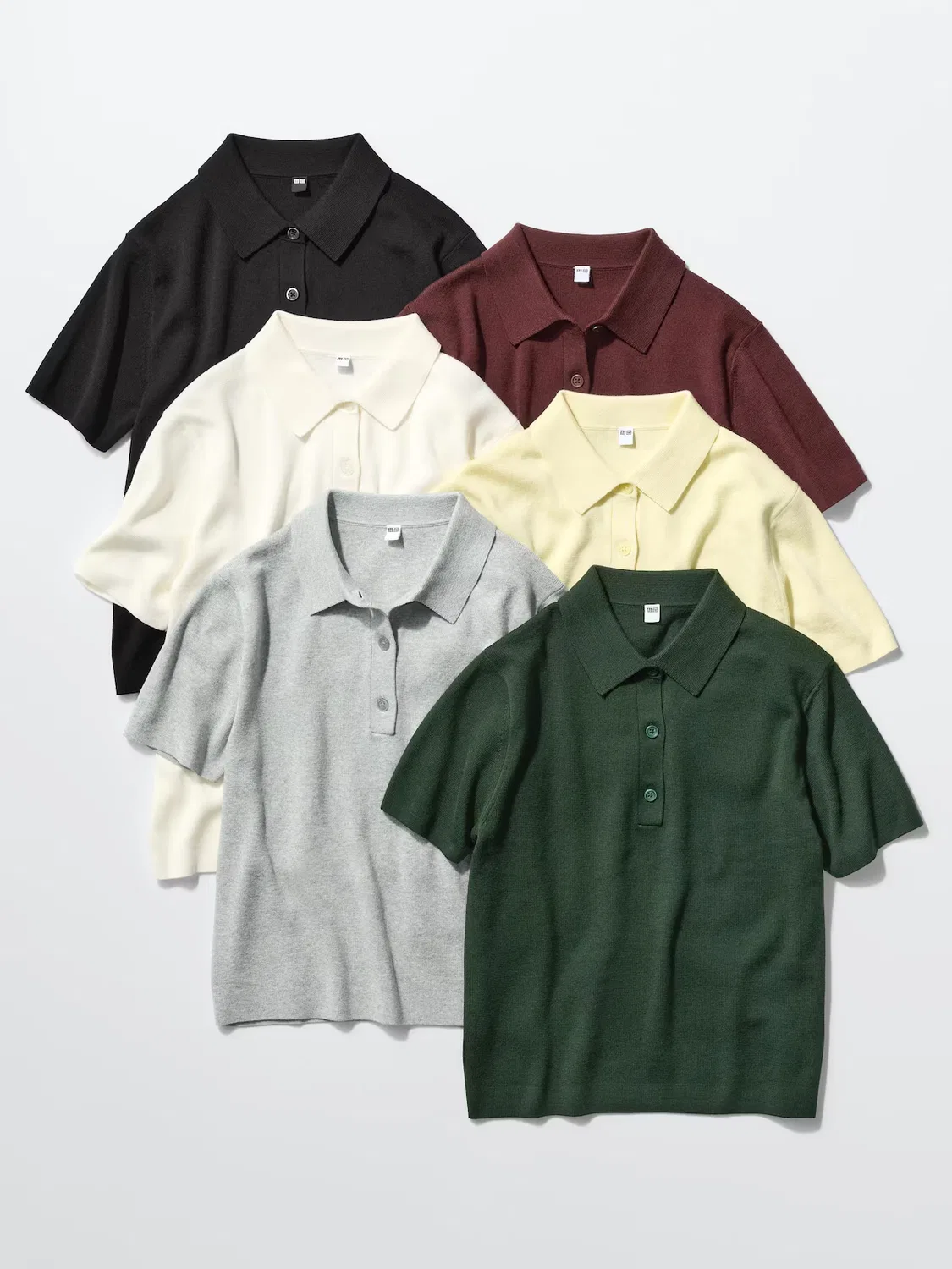 Свитер Uniqlo, поло с коротким рукавом, кремовый — фото 3