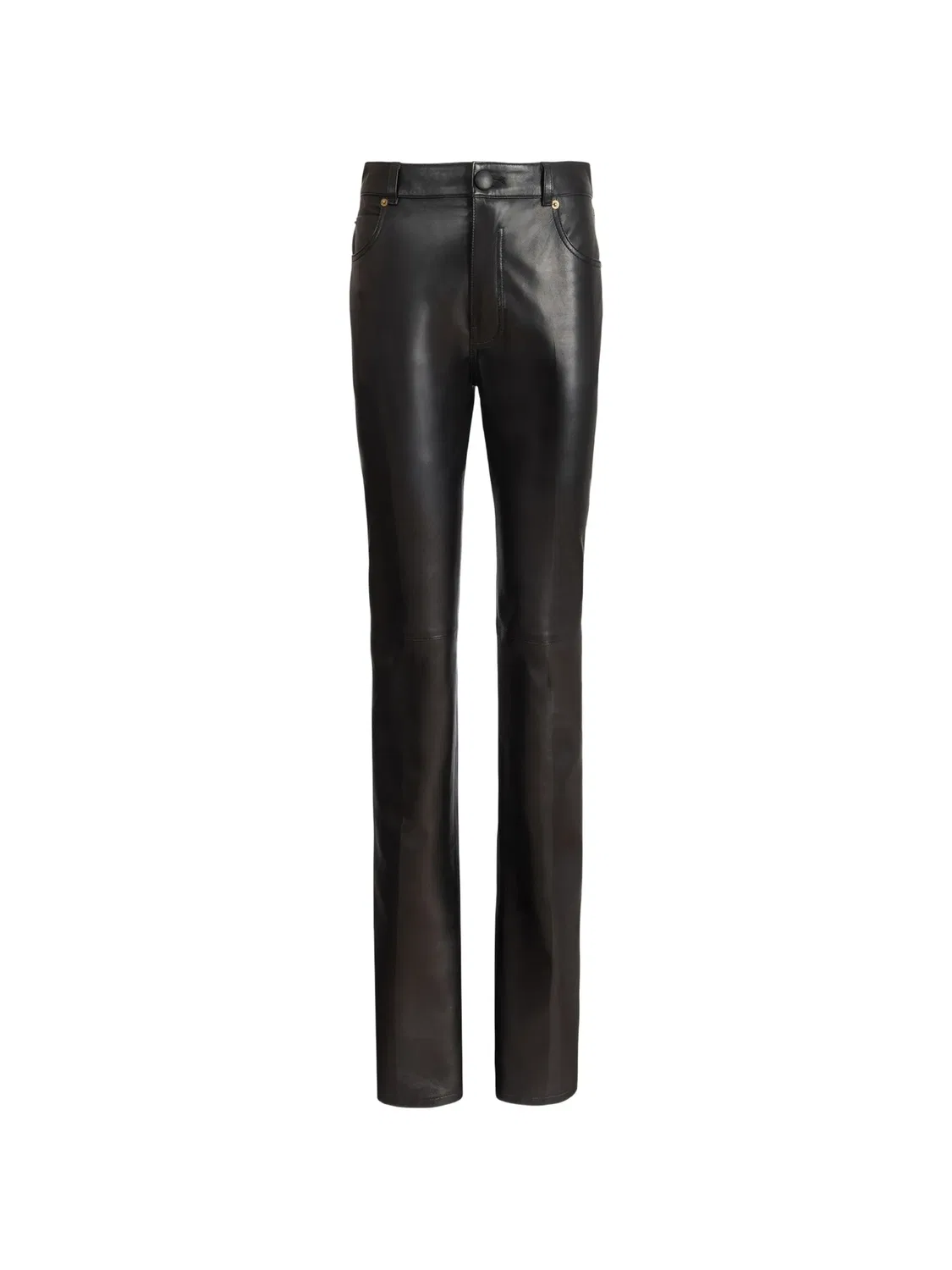 Брюки с высокой посадкой из ягненной кожи, черные Balmain, черный