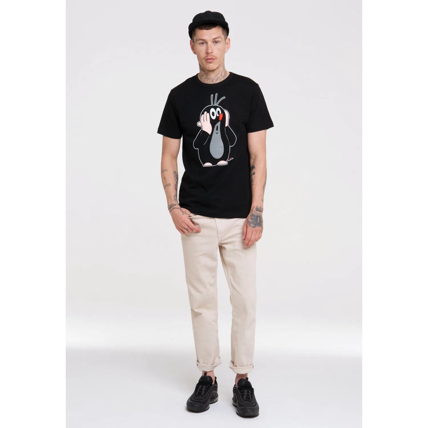 Детская хлопковая футболка с принтом Der kleine Maulwurf LOGOSHIRT, Black — фото 3