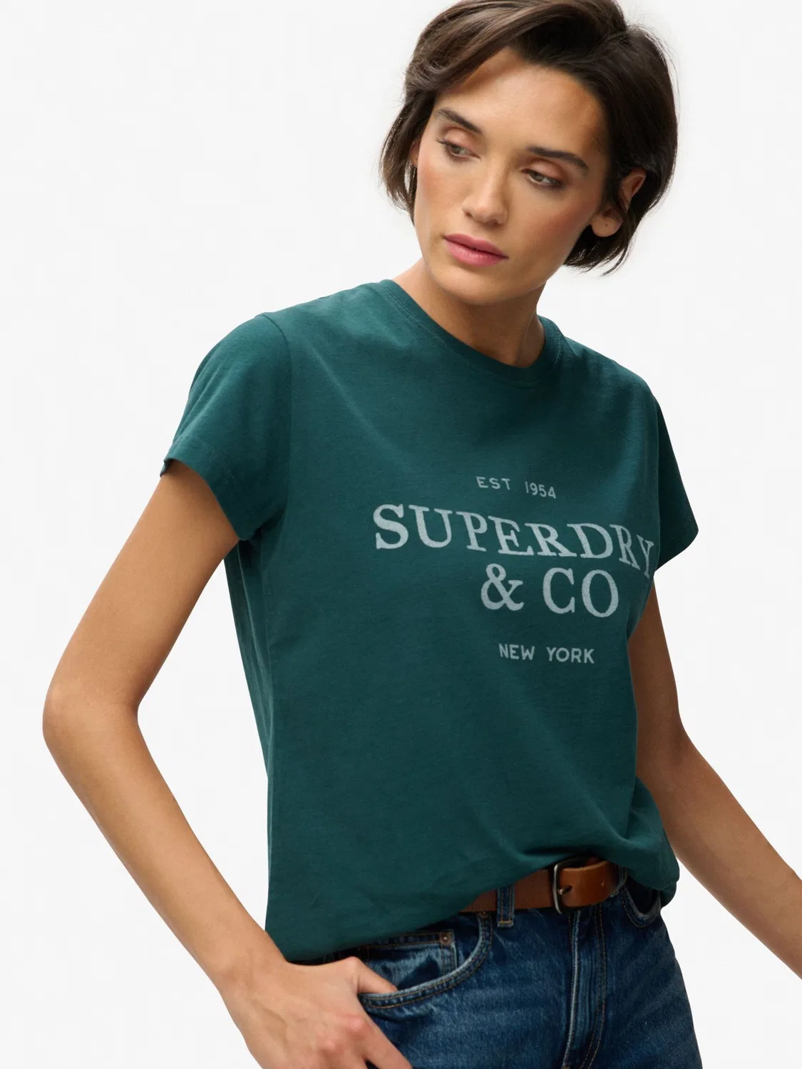 Футболка Slim Fit с принтом Superdry, темно-зеленый