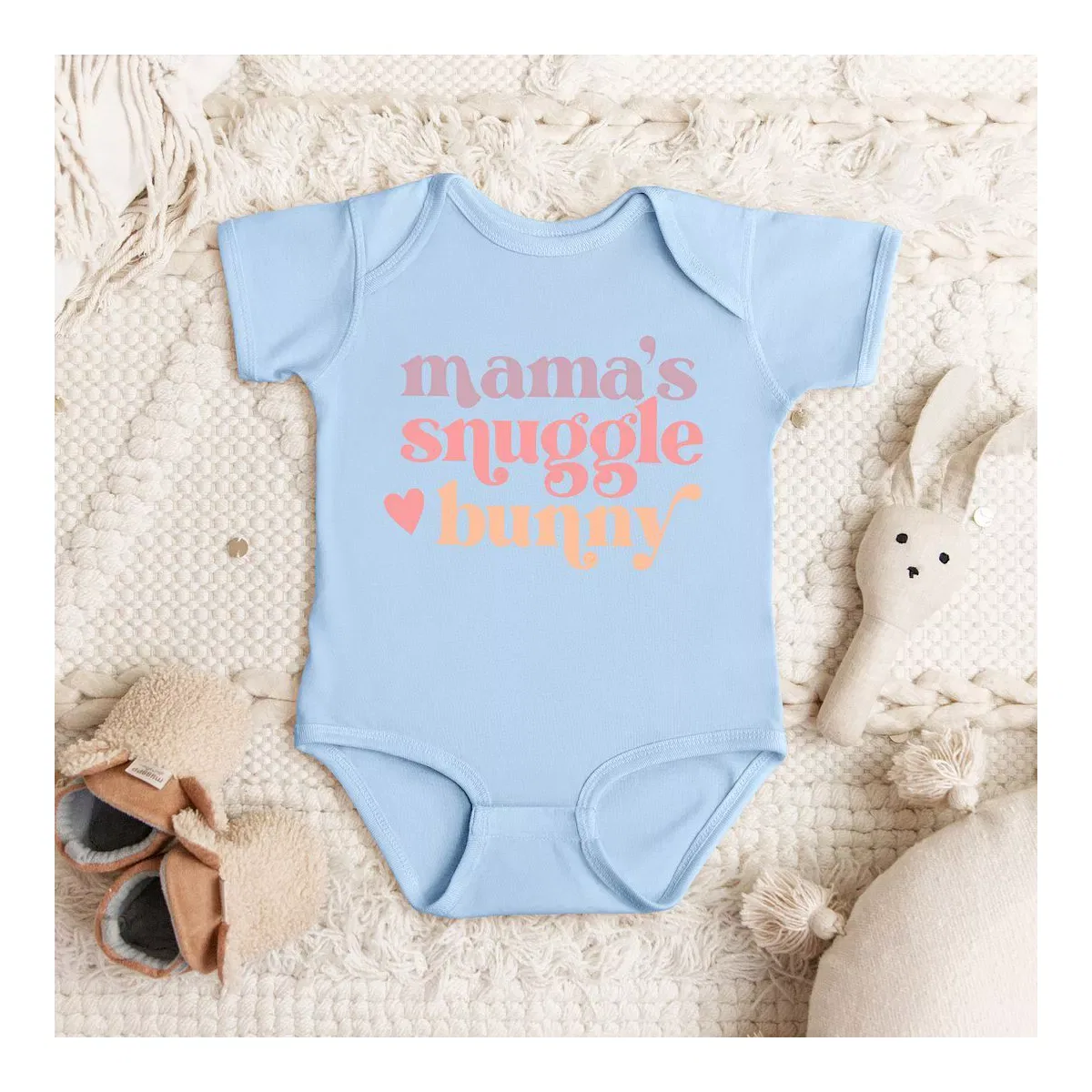 Детский боди с коротким рукавом Mama's Snuggle Bunny The Juniper Shop, Light Blue — фото 2