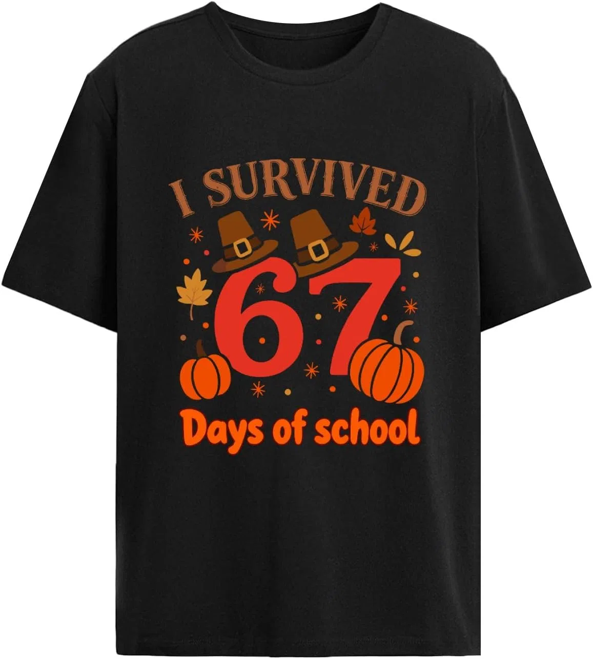 Женская футболка с принтом 67 Days of School Shirt-003, Allblack