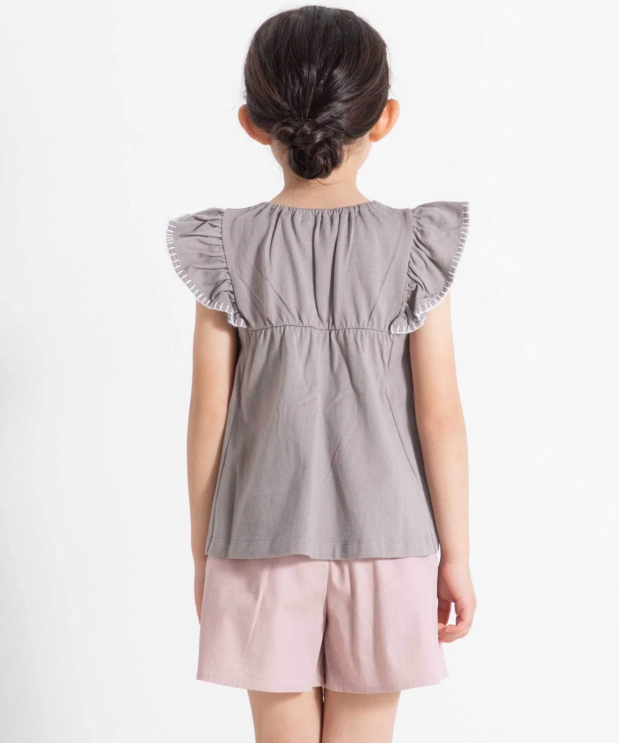 Детская футболка с цветочной вышивкой, с рюшами BeBe, White — фото 4