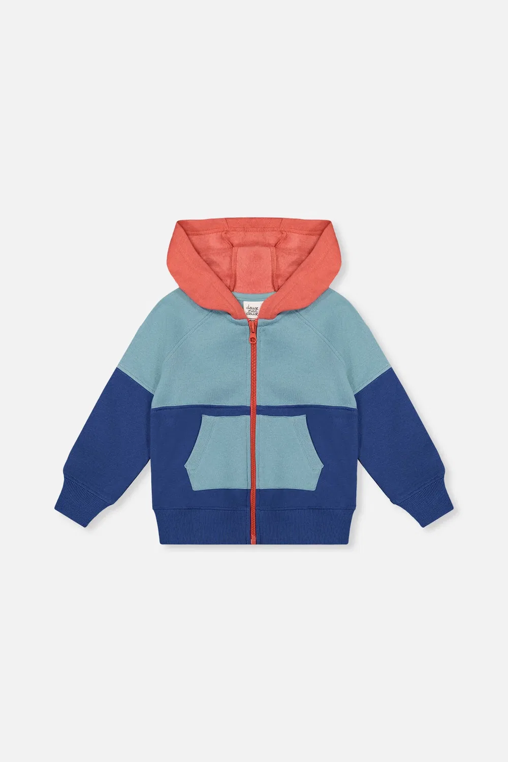 Детская куртка на молнии с капюшоном из флиса Nordic Buddies Deux par Deux, Blue Turquoise And Orange