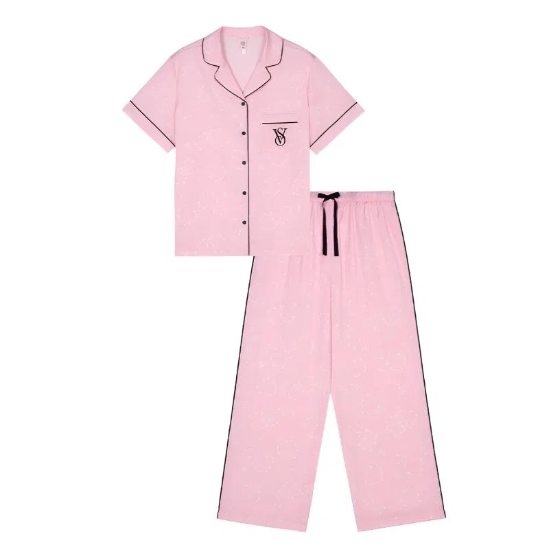Женский пижамный комплект с принтом The Mix Victoria's Secret, Light Pink Wreath
