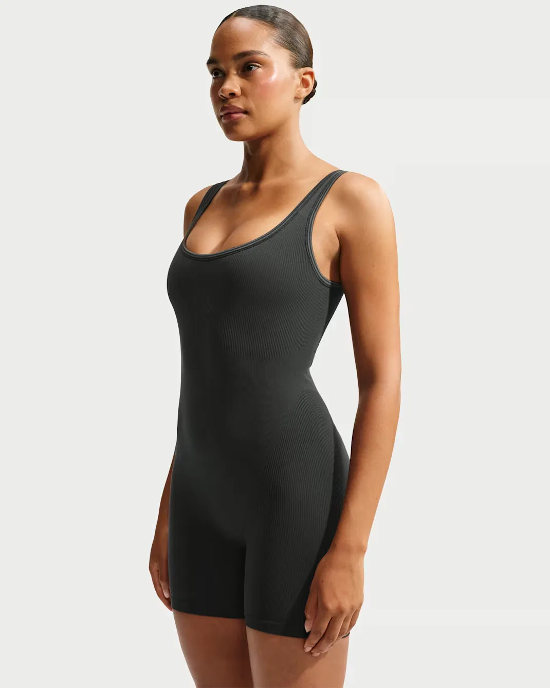 Женский боди с вырезом-лодочкой и шириной 5 дюймов NikeSKIMS Ribbed Seamless, NSKM Obsidian/NSKM Armor