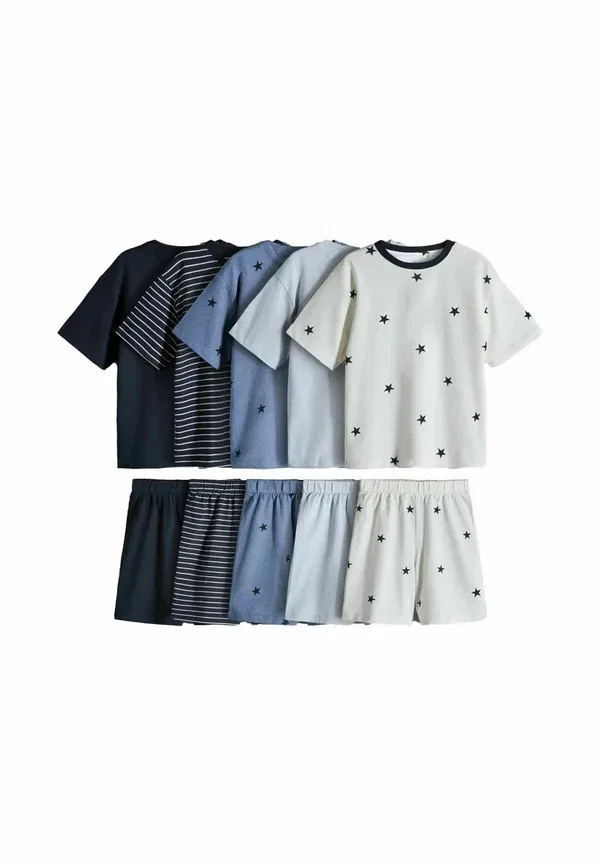 Комплект пижамы из 5 предметов с принтом Regular fit The Set, navy blue, cream, темно-синий/кремовый