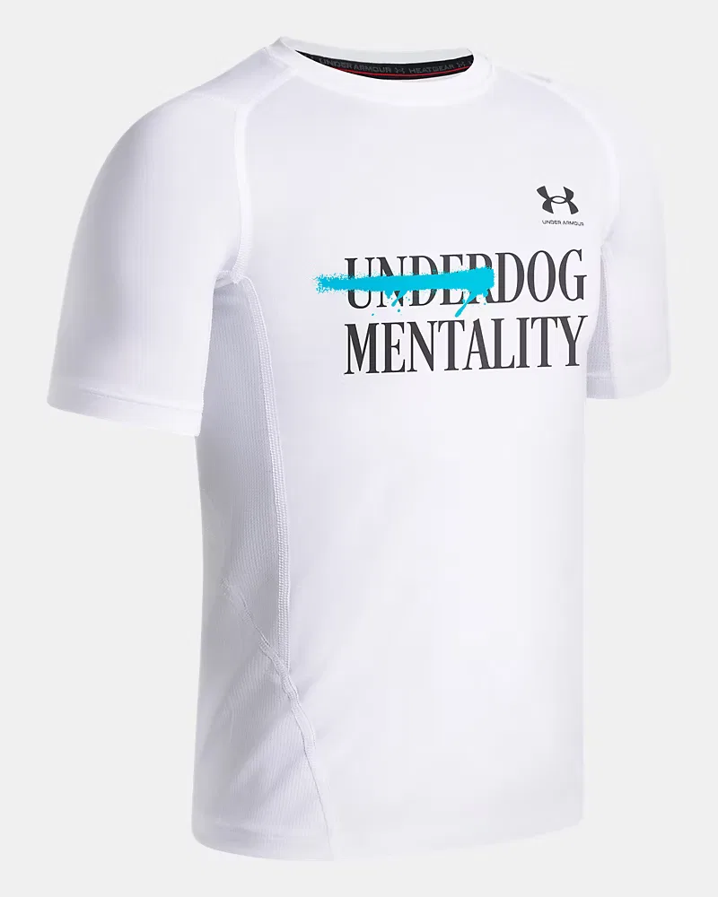 Футболка для мальчиков с коротким рукавом, влагоотводящая дышащая HeatGear Mentality UnderArmour, White/Black — фото 3