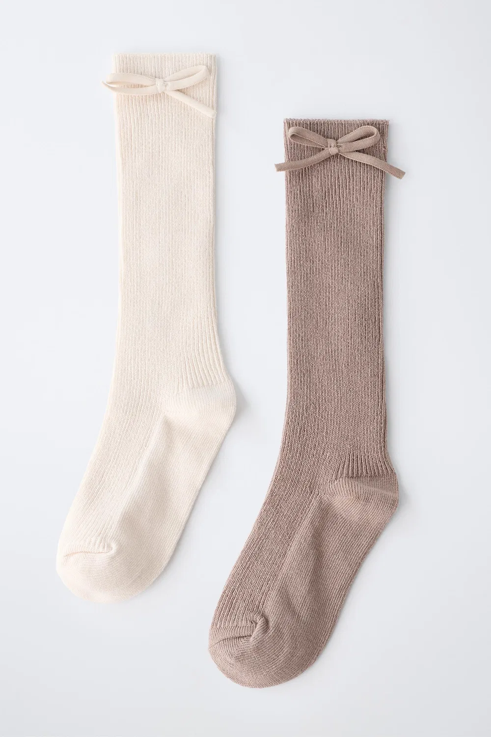 Набор из 2 длинных носков с бантом. ZARA, Light beige — фото 4
