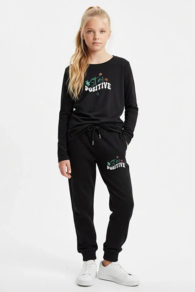 Детский спортивный костюм с принтом Stay Positive Panios Kids, Black