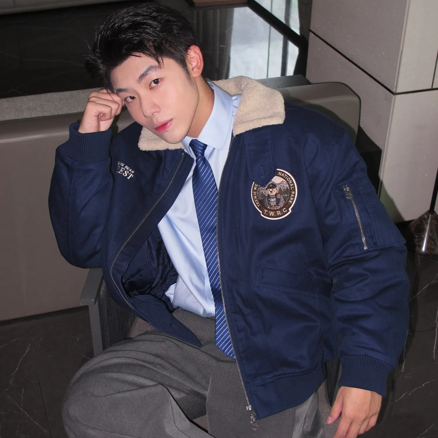 Детское утепленное пальто с подкладкой American Old Money Style Collection Jacket Teenie Weenie Men, Navy Blue-Lining Padded — фото 4