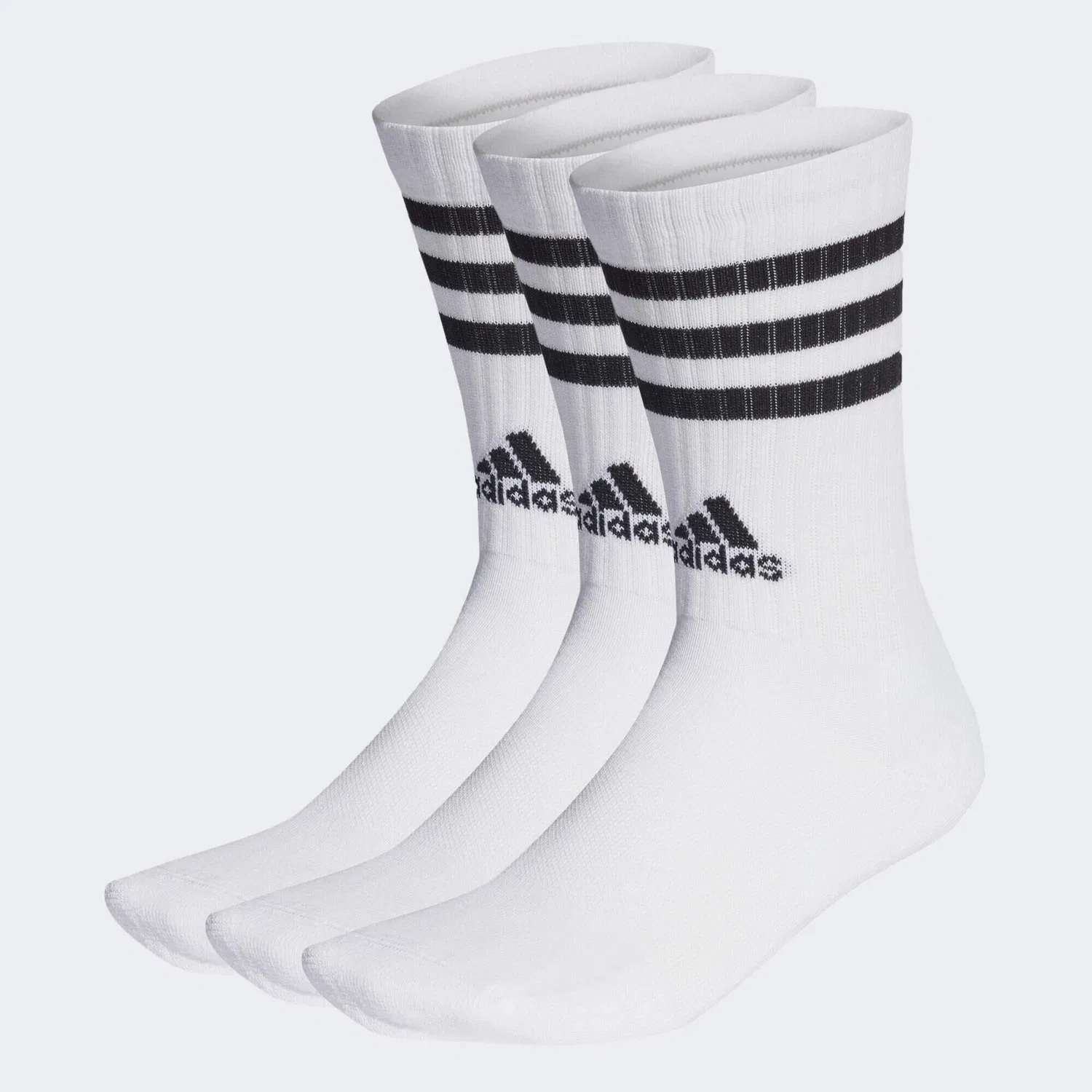 Мужские носки с поддержкой свода стопы 3-Streifen Cushioned Crew Socken, Adidas, Weiß Schwarz — фото 2