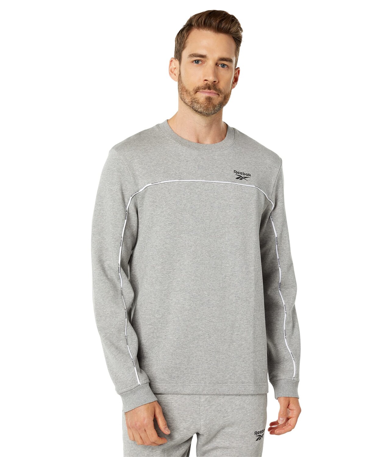 

Толстовка Reebok Workout Ready Piping Crew, серый