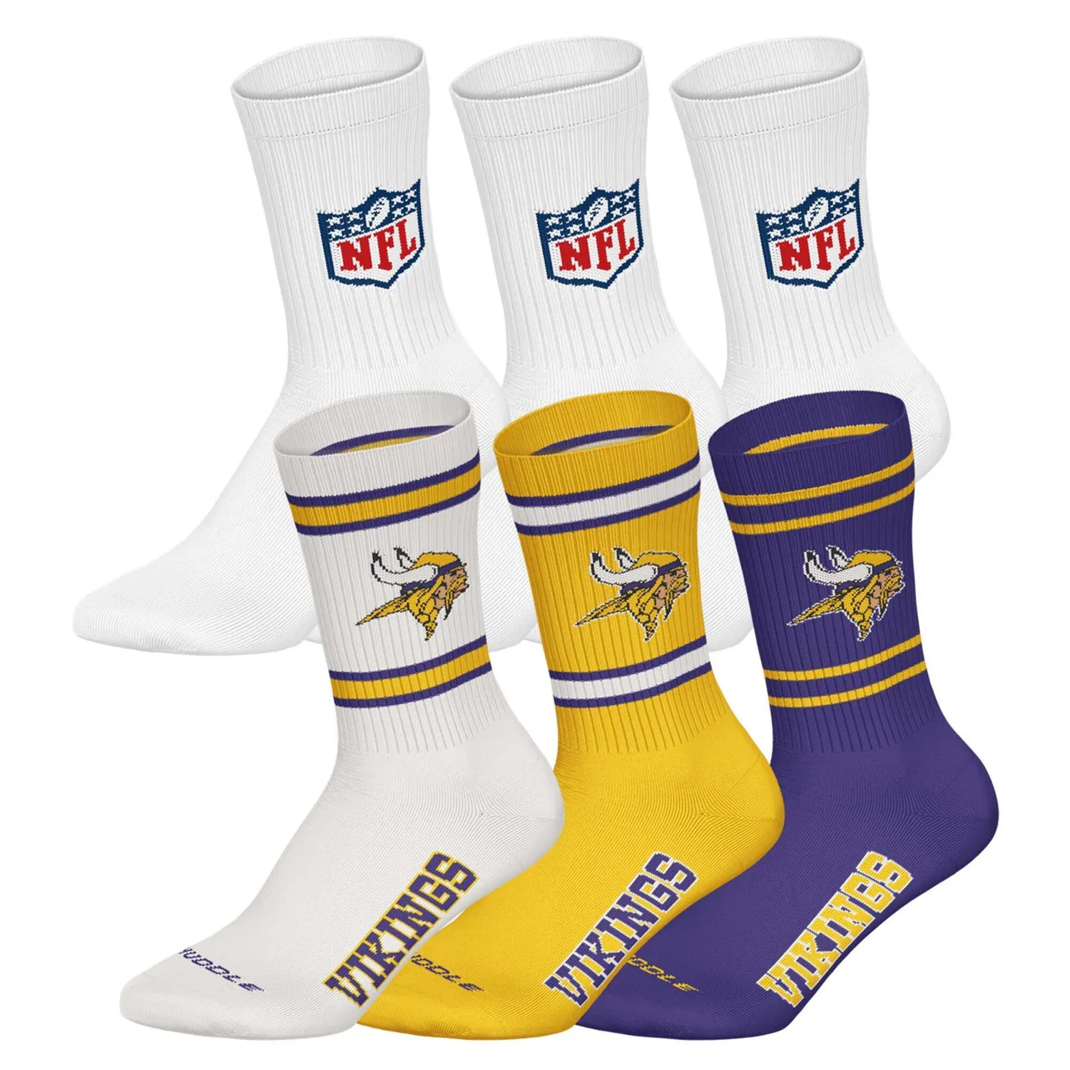Детские носки с принтом NFL 6Pack Crew Socks, Nfl, Bunt / Dammerungsgelb