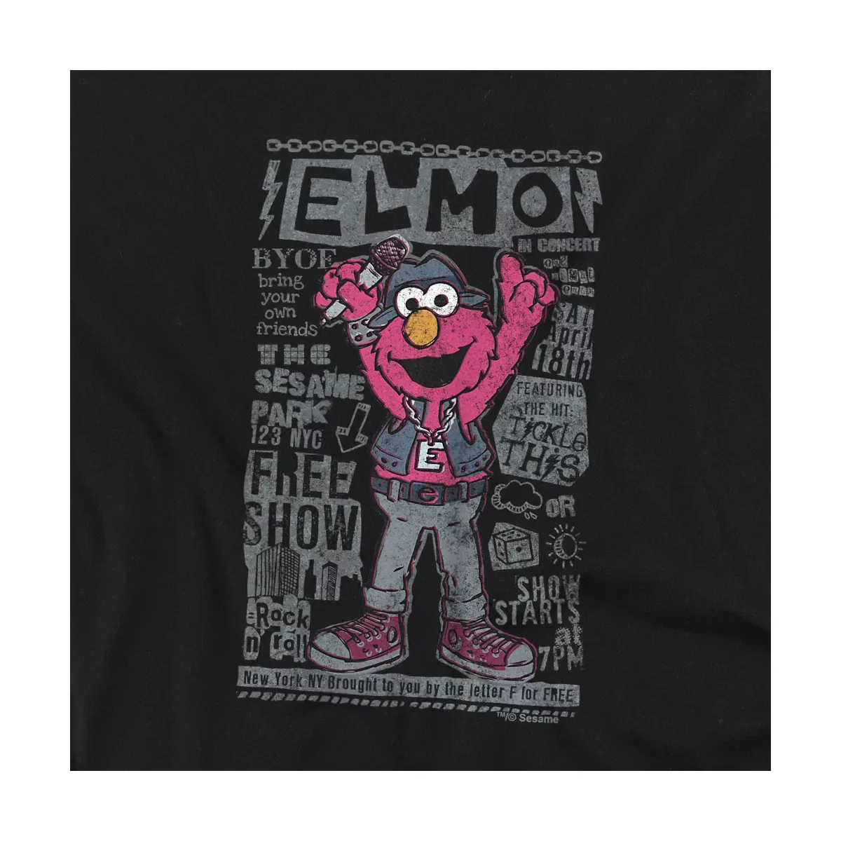 Детское боди для девочек с коротким рукавом Sesame Street Elmo Band, Black — фото 2