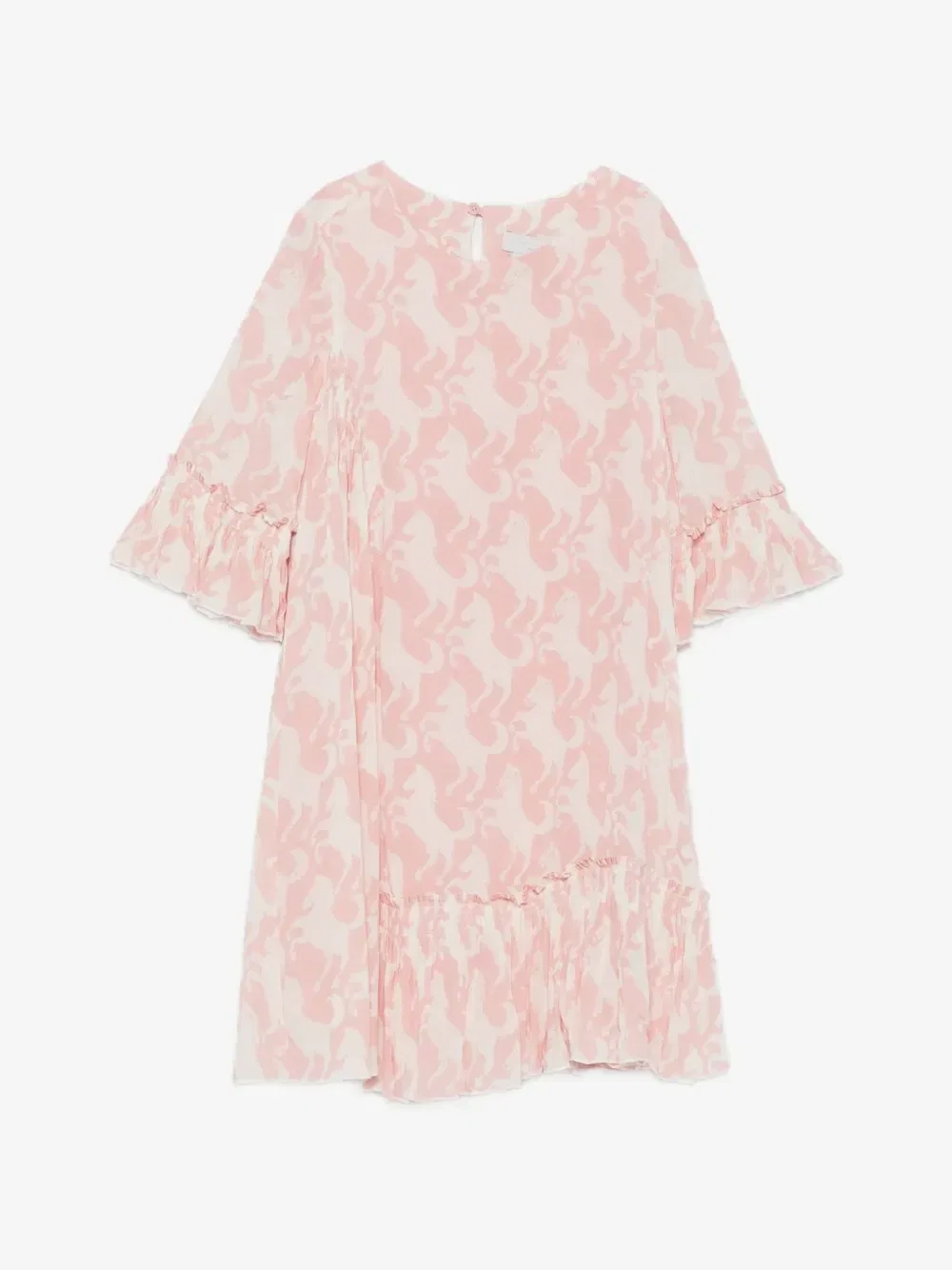Платье с оборками и принтом в виде лошади Stella McCartney Kids, розовый