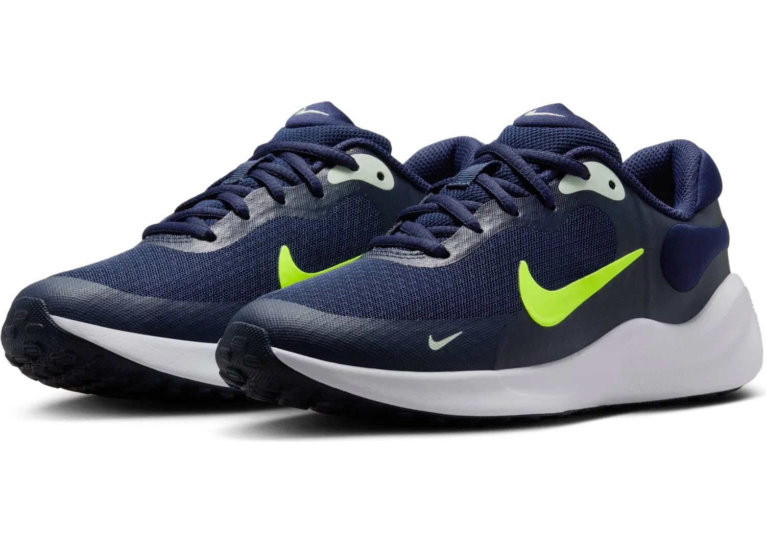 Детские кроссовки для девочек с принтом NIKE Revolution 7 NIKE, Midnight Navy Volt Tint White — фото 2