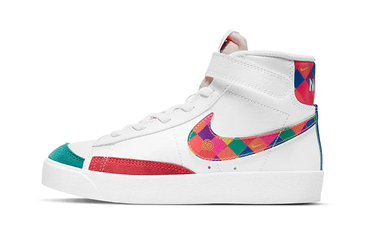 Детские кроссовки для скейтбординга высокие Blazer Mid '77 CNY с принтом Nike, White Red Green