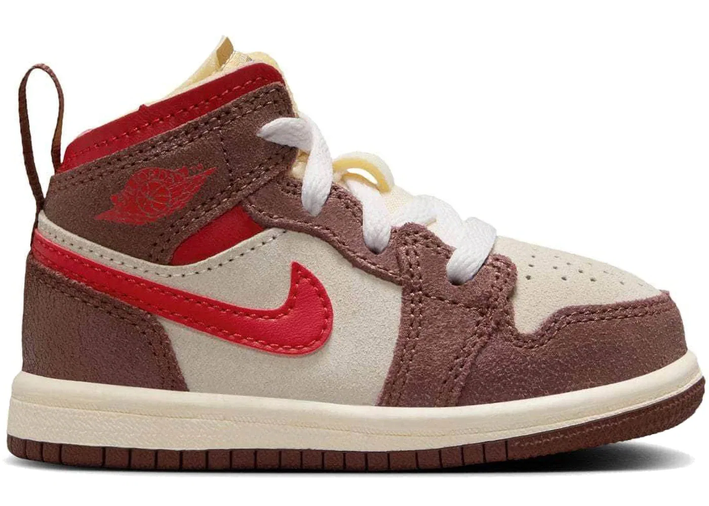 Детские кроссовки Lifestyle Jordan 1 Mid SE Jordan, Coconut Milk Dark Pony Pale Vanilla Varsity Red