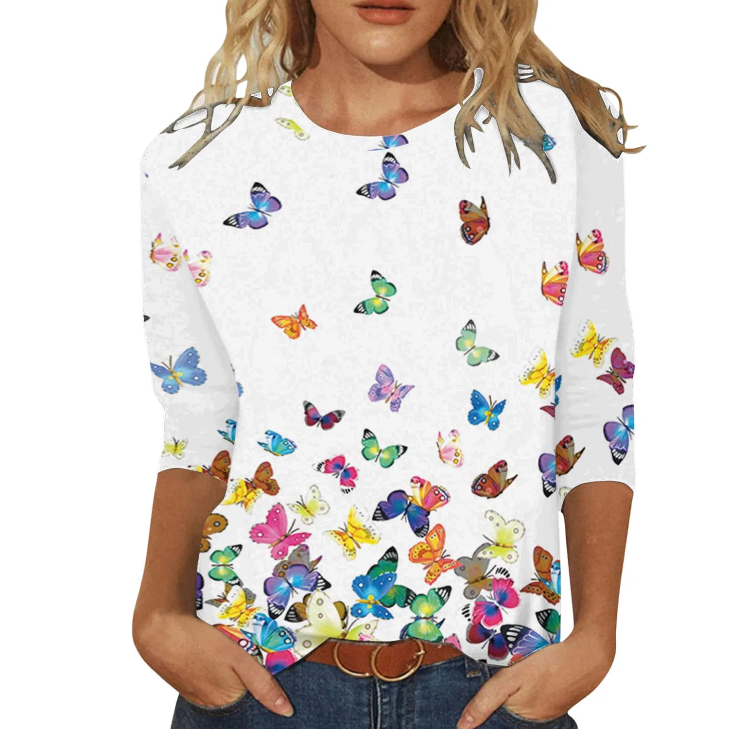 Женская футболка свободного кроя с принтом Night Shirt, A-white