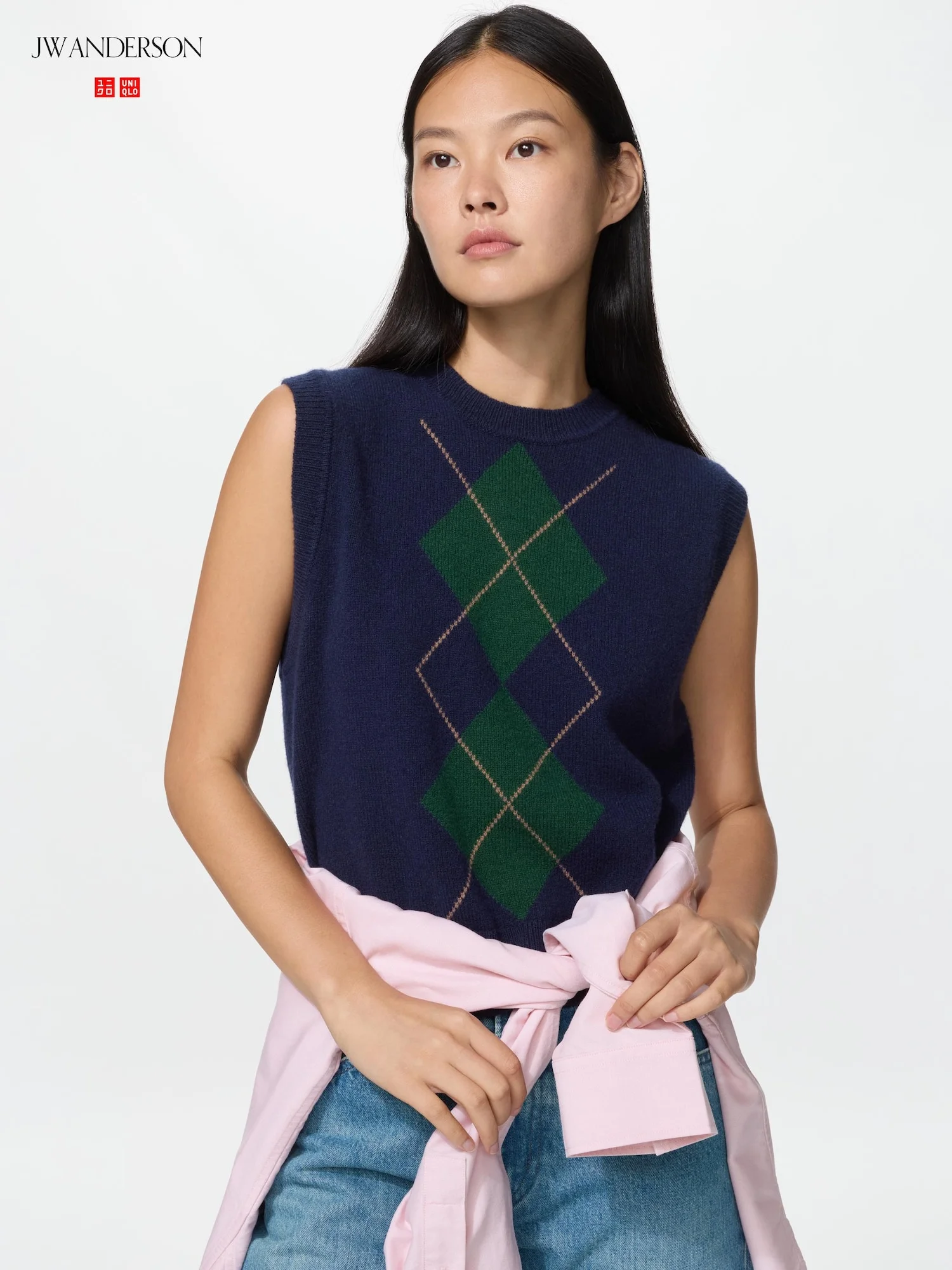 Жилет Uniqlo and JW Anderson Wool Cashmere Crew Neck, 69 темно-синий