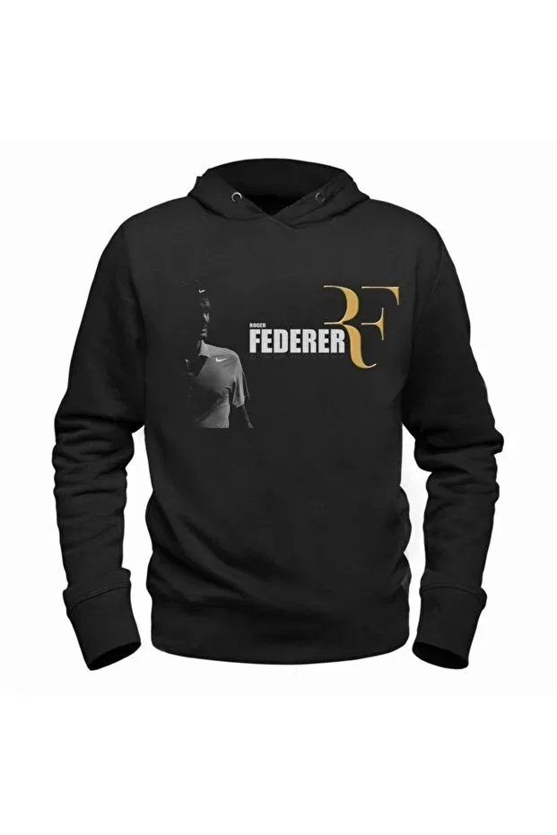 Детское худи для девочек с принтом Roger Federer Alfa Tshirt, Black