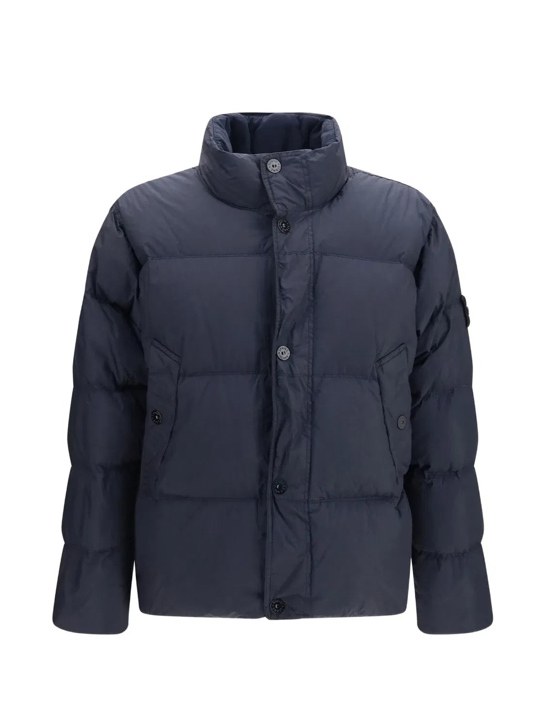 Пуховик с кнопками и наполнителем Stone Island, синий