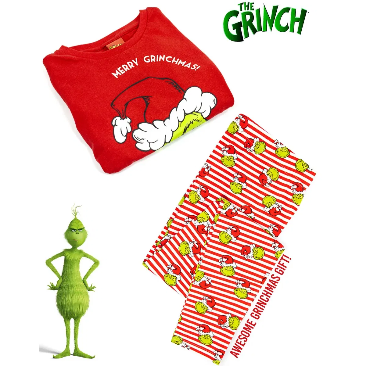Детский комплект пижамы с длинным рукавом и длинной штаниной The Grinch, Red — фото 4