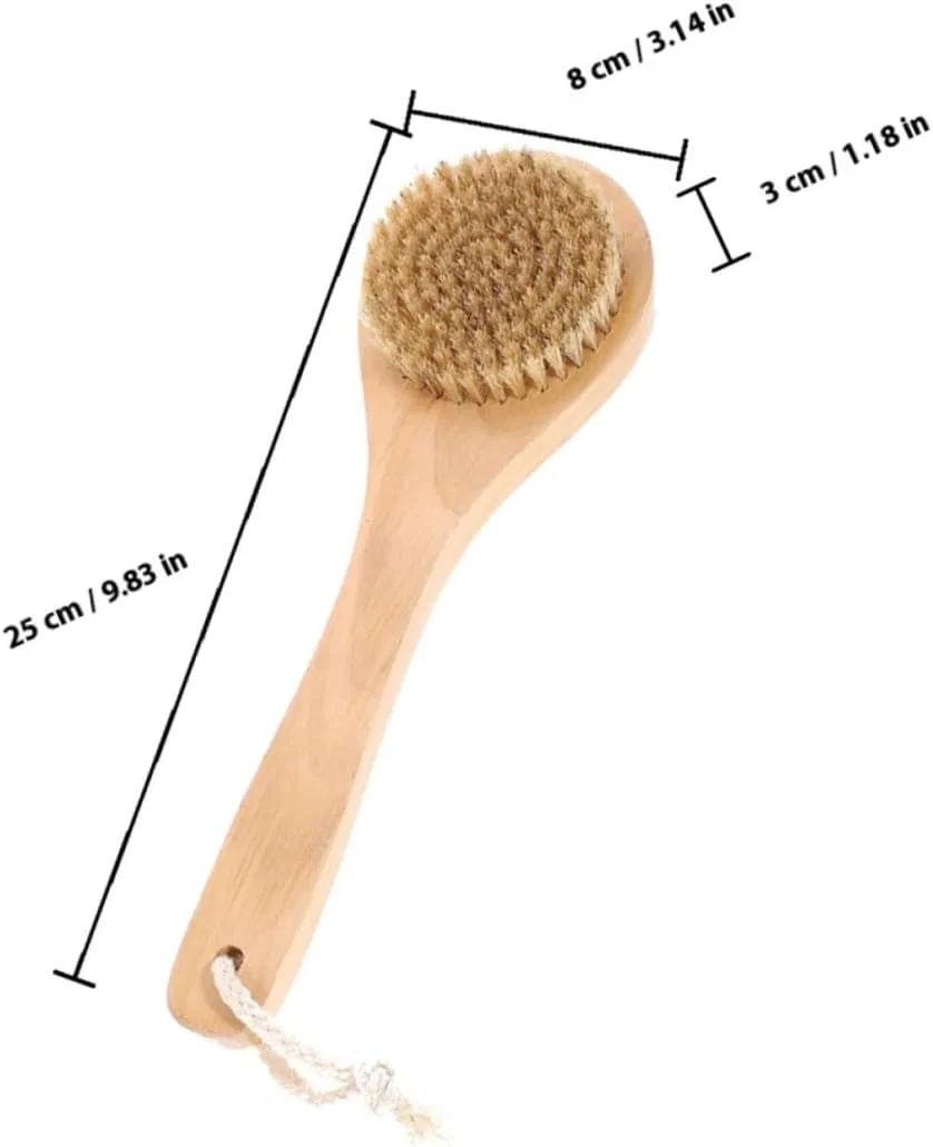 Щетка для тела с щетиной кабана MUCKLILY, 2 штуки, 25x8x3 см, Beige — фото 2