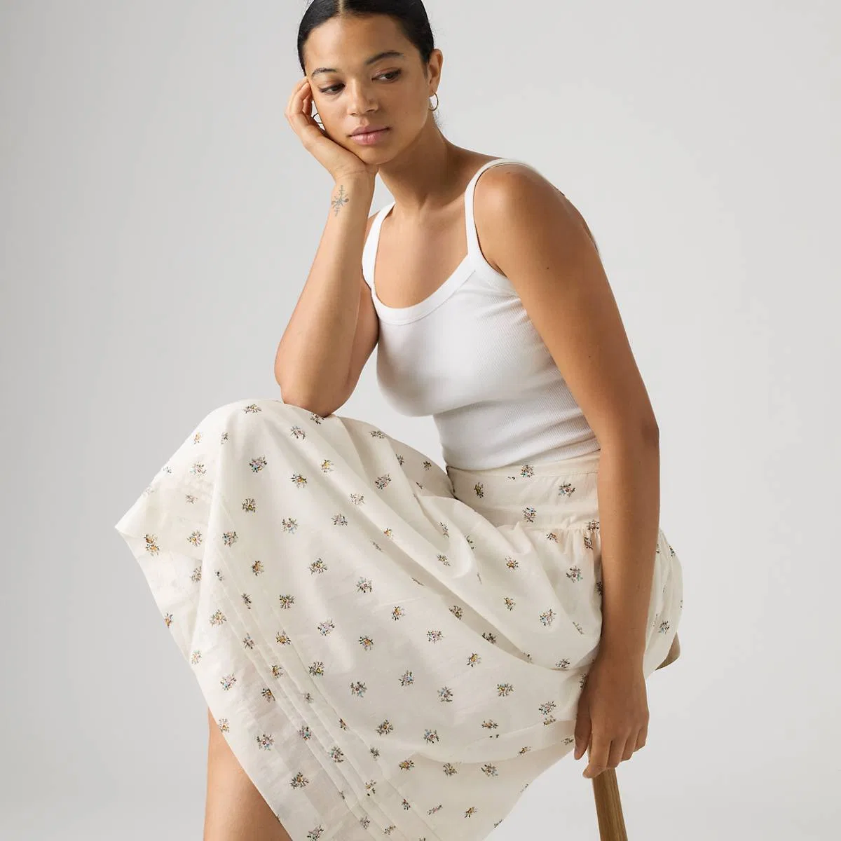 Юбка миди Brionna Levi's, Runa Floral Egret - Multi-Color — фото 2