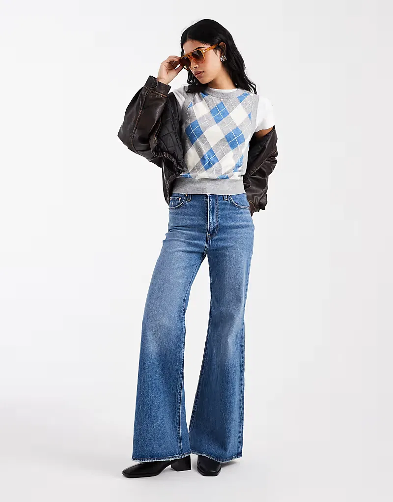 Вязаный жилет Levi's Tara из аргила, серый с разноцветными вставками — фото 3