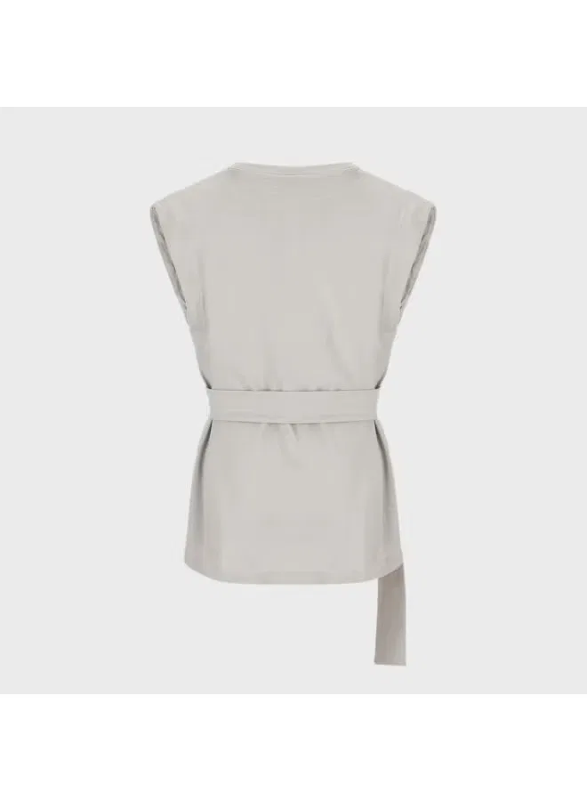 Пуловер хлопковый с бантом Zara, дымчато-серый — фото 3