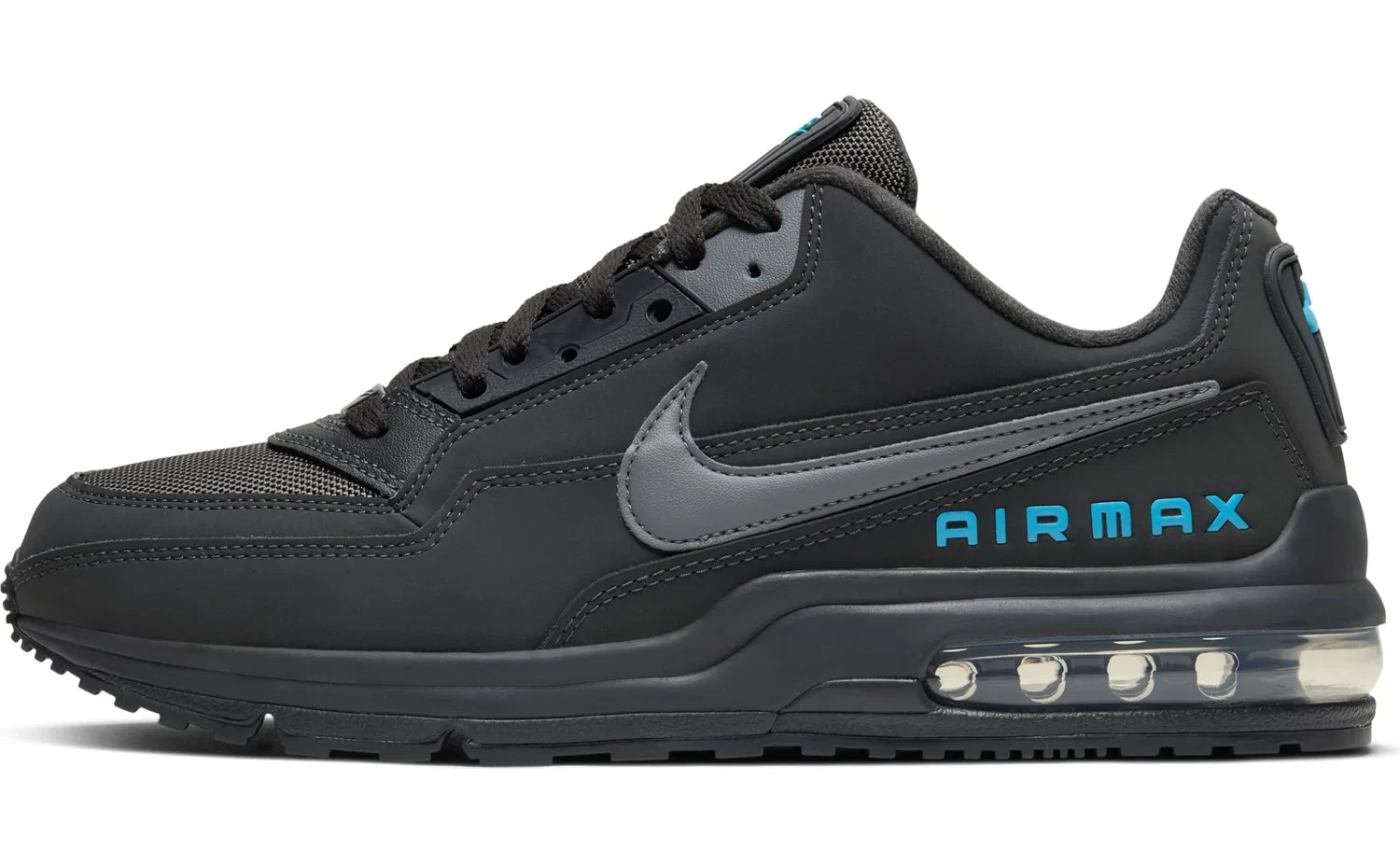 Детские кроссовки для девочек с шнуровкой Air Max Ltd 3 NIKE, Black Anthracite Cool Grey Lt Current Blue 002