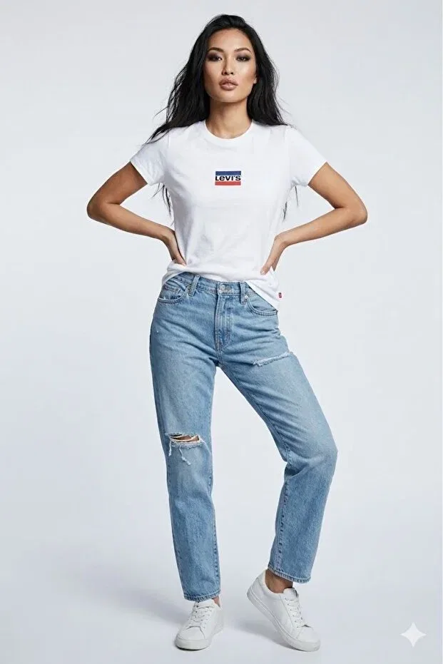 Женская хлопковая футболка The Perfect Tee Crew Neck Pure Cotton T-Shirt Levi'S, White — фото 2
