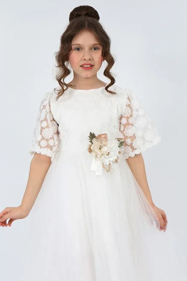 Детское платье для девочек кружевное Jannock, White